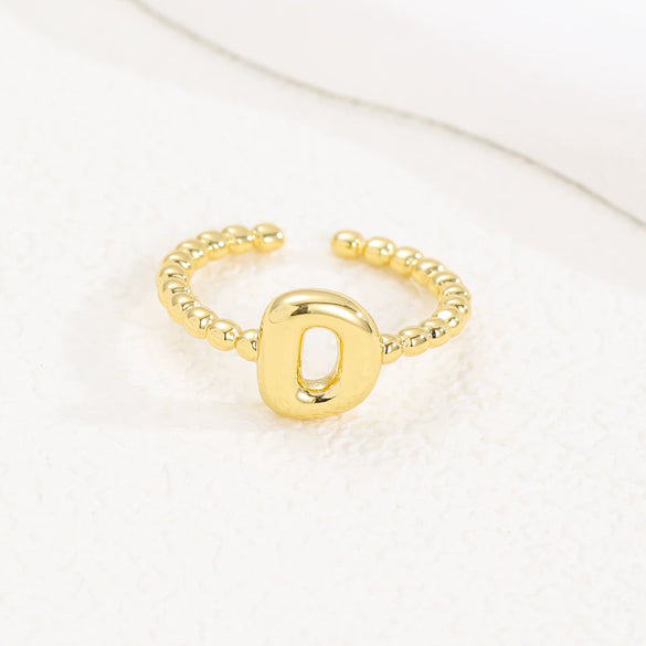 Wholesale Ring Copper Golden Glaze Electroplated Bubble Balloon Shape With Letters Numbers Text For Women