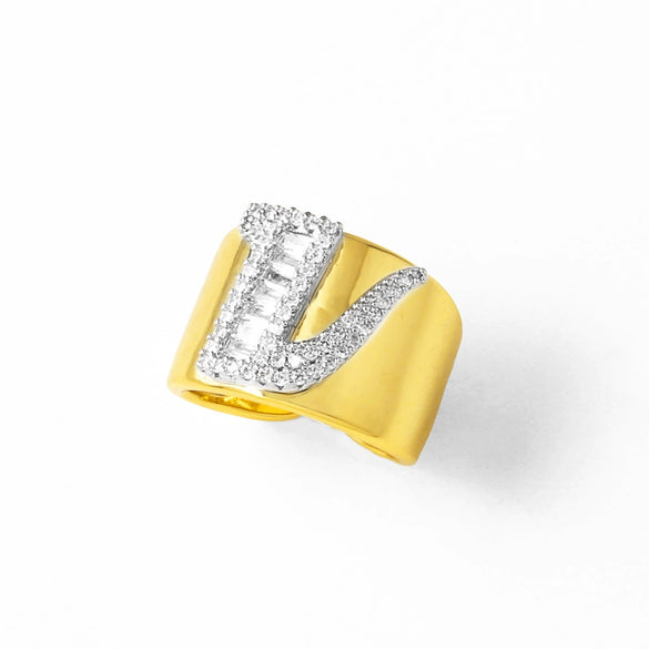 Wholesale Ring Copper Goldplated Geometric Letter Design
