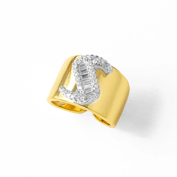 Wholesale Ring Copper Goldplated Geometric Letter Design