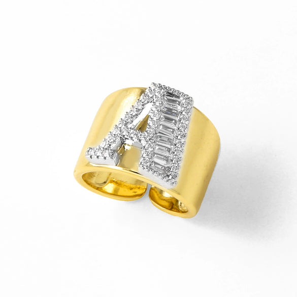 Wholesale Ring Copper Goldplated Geometric Letter Design