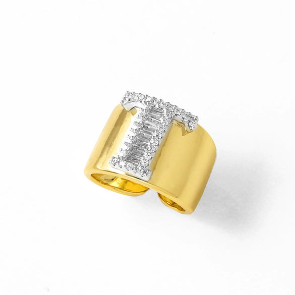 Wholesale Ring Copper Goldplated Geometric Letter Design