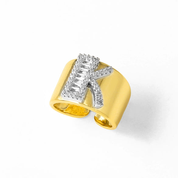 Wholesale Ring Copper Goldplated Geometric Letter Design