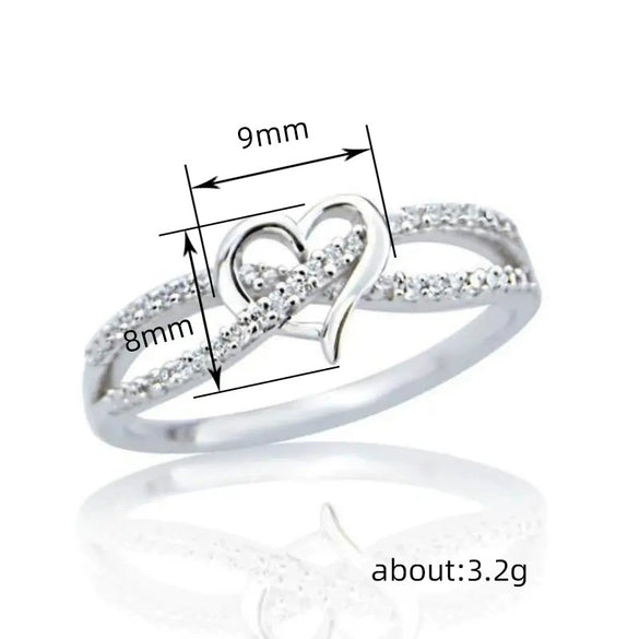 Wholesale Ring Copper Heart Shape Inlaid Zircon For Women