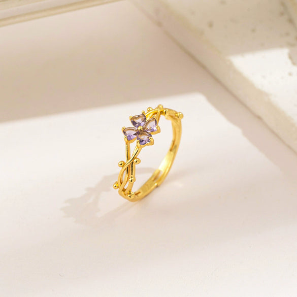 Wholesale Ring Copper Inlaid Rhinestone Geometric Bow Wave Animal Zodiac Butterfly Snake Style