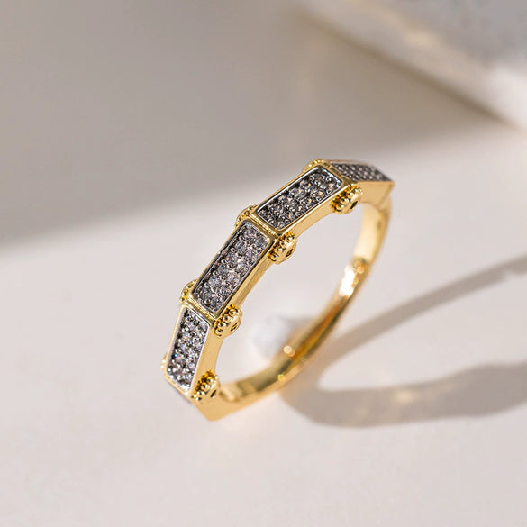 Wholesale Ring Copper Inlaid Rhinestone Geometric Bow Wave Animal Zodiac Butterfly Snake Style