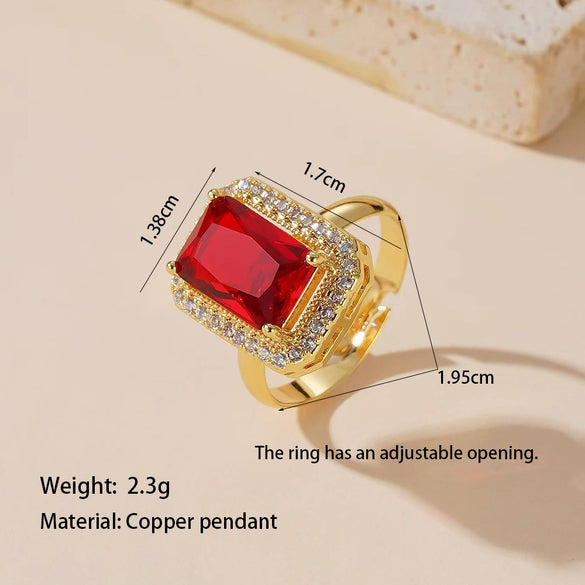 Wholesale Ring Copper Inlaid Rhinestone Geometric Bow Wave Animal Zodiac Butterfly Snake Style
