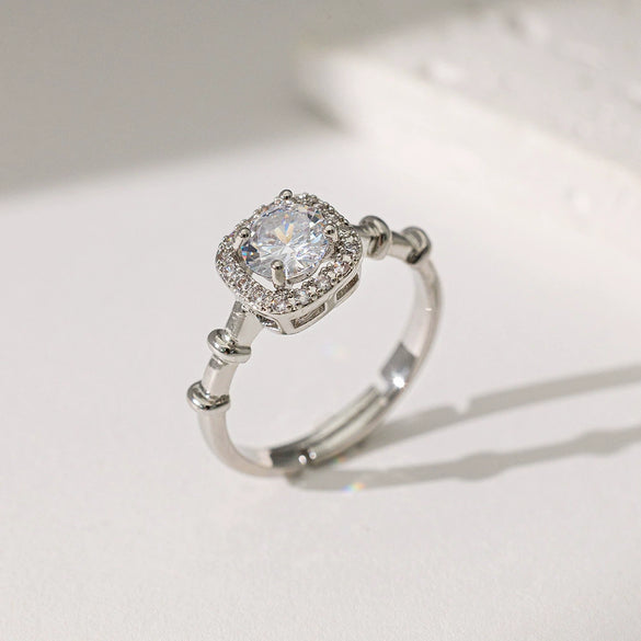 Wholesale Ring Copper Inlaid Rhinestone Geometric Bow Wave Animal Zodiac Butterfly Snake Style