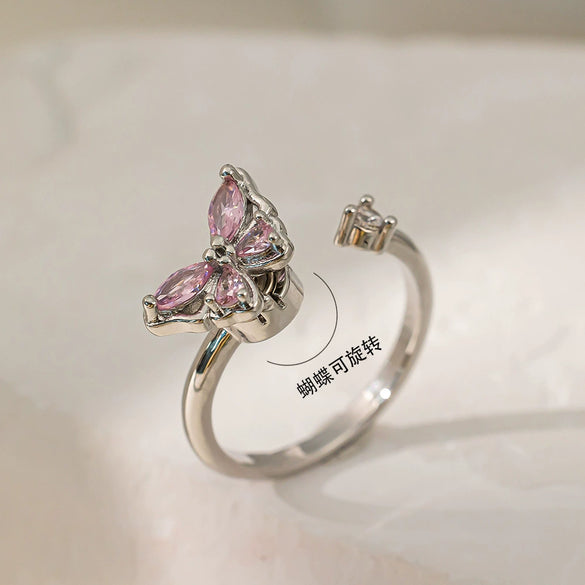 Wholesale Ring Copper Inlaid Rhinestone Geometric Bow Wave Animal Zodiac Butterfly Snake Style