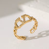 Wholesale Ring Copper Inlaid Rhinestone Geometric Bow Wave Animal Zodiac Butterfly Snake Style