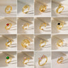 Wholesale Ring Copper Inlaid Rhinestone Geometric Bow Wave Animal Zodiac Butterfly Snake Style