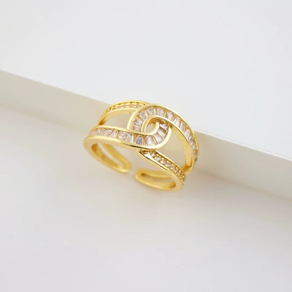 Wholesale Ring Copper Inlaid Zircon Geometric Style