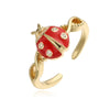 Wholesale Ring Copper Inlaid Zirconium Insect Ladybug Style