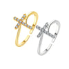 Wholesale Ring Copper 18K Gold Electroplated Microinlaid Zircon Geometric Cross Female Jewelry