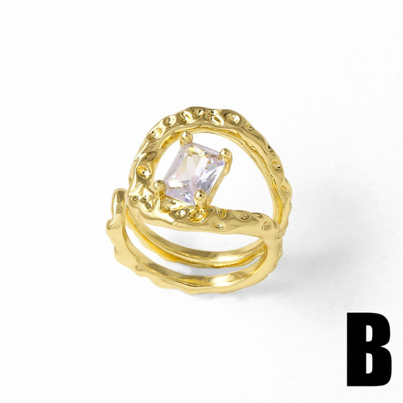 Wholesale Ring Copper 18K Gold Plated Fivepointed Star Butterfly Geometric Minimalist Unisex