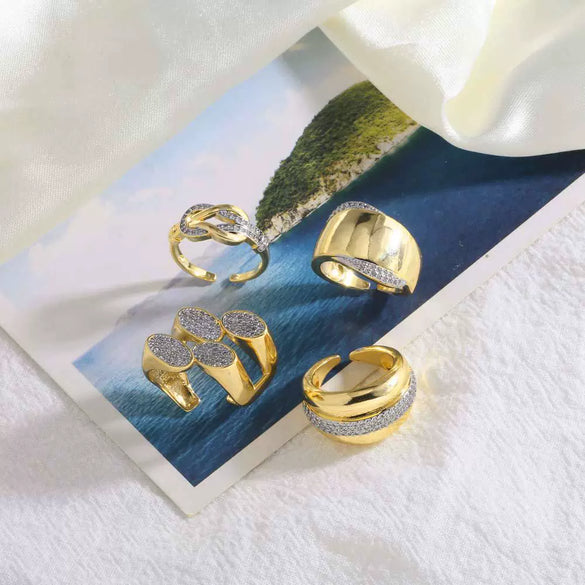 Wholesale Ring Copper 18K Gold Plated Geometric Minimalist Irregular Open