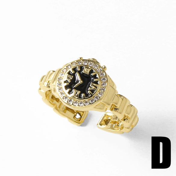 Wholesale Ring Copper 18K Gold Plated Geometric Style Electroplated