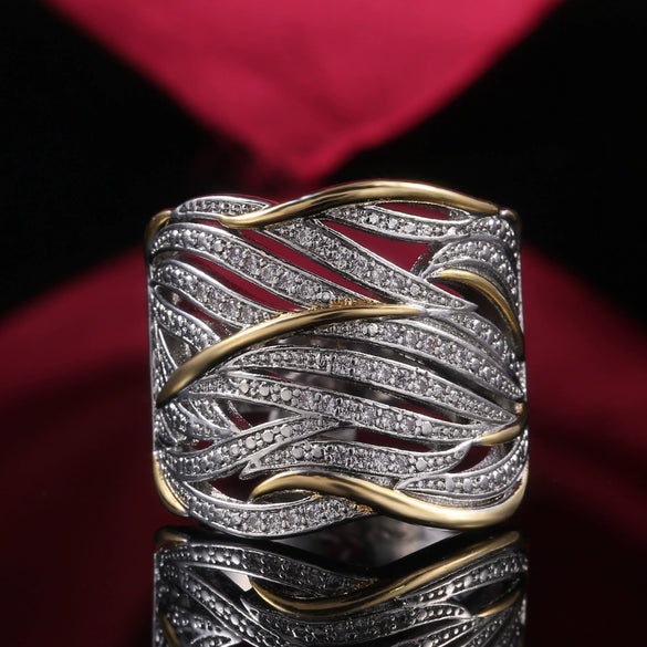 Wholesale Ring Copper Microinlaid Zircon Geometric Ins Style