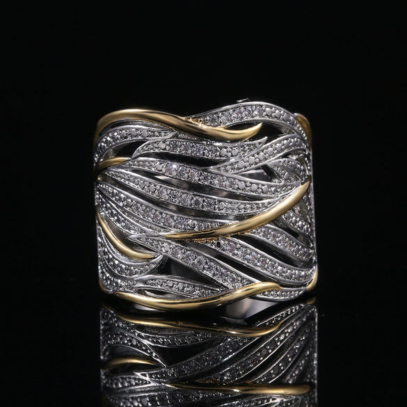 Wholesale Ring Copper Microinlaid Zircon Geometric Ins Style