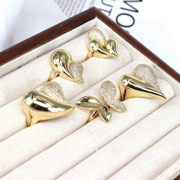 Wholesale Ring Copper Micropaved Butterfly Heart Water Drop Bow Style Jewelry For Women