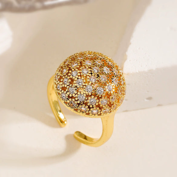 Wholesale Ring Copper Plated 18K Gold Geometric Style Women's Niche Highend Allmatch Ring