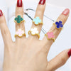 Wholesale Ring Copper Plated Real Gold Fourleaf Clover Geometric Style Electroplating Unisex