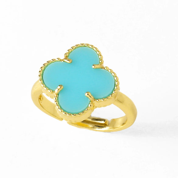 Wholesale Ring Copper Plated Real Gold Fourleaf Clover Geometric Style Electroplating Unisex