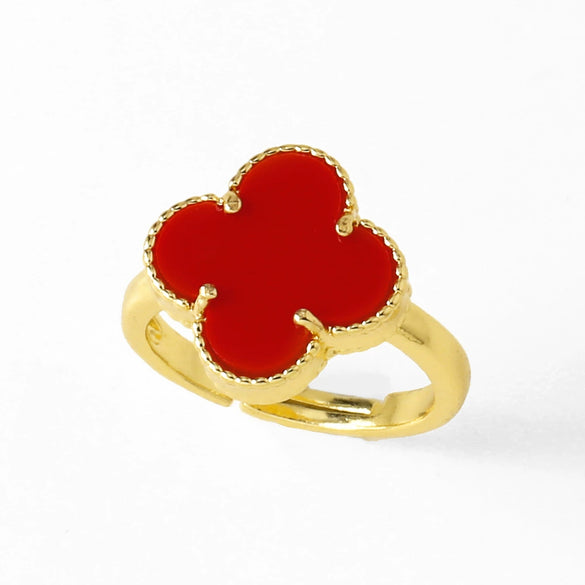 Wholesale Ring Copper Plated Real Gold Fourleaf Clover Geometric Style Electroplating Unisex