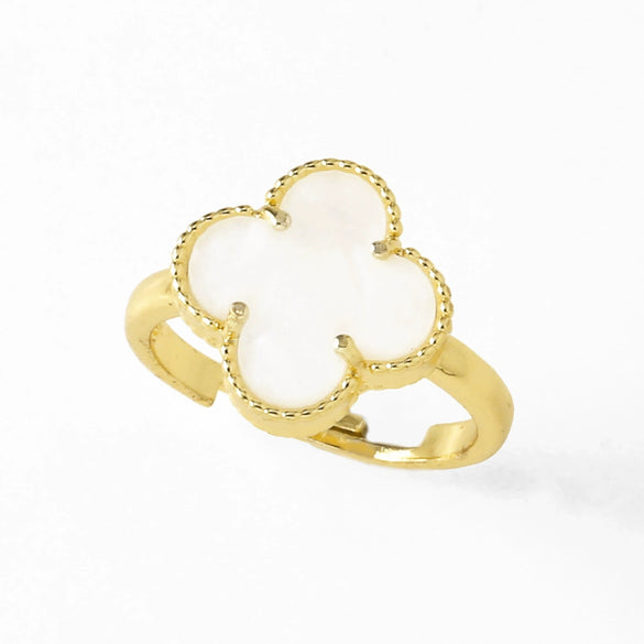 Wholesale Ring Copper Plated Real Gold Fourleaf Clover Geometric Style Electroplating Unisex