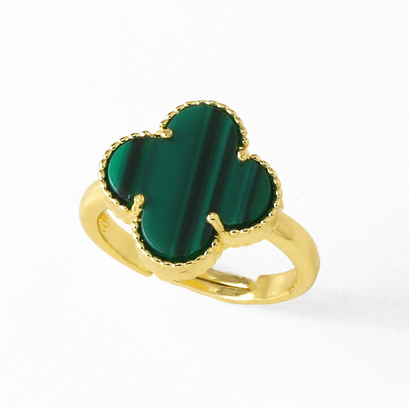 Wholesale Ring Copper Plated Real Gold Fourleaf Clover Geometric Style Electroplating Unisex