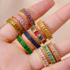 Wholesale Ring Copper Synthetic Zircon Geometric Stacking Style Electroplated