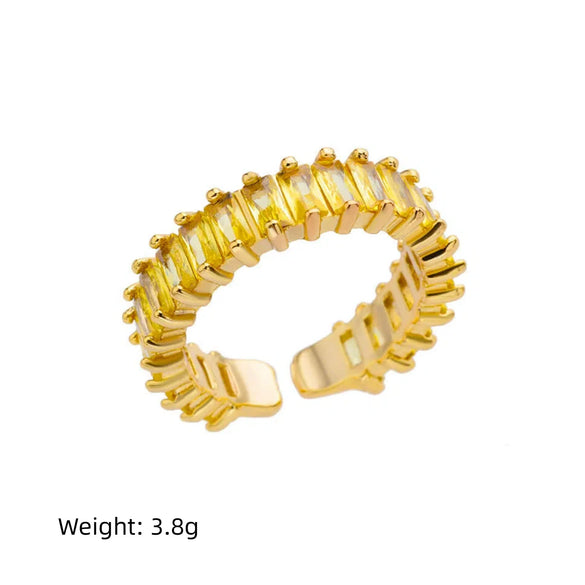 Wholesale Ring Copper Synthetic Zircon Geometric Stacking Style Electroplated