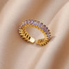 Wholesale Ring Copper Synthetic Zircon Geometric Stacking Style Electroplated