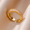 Wholesale Ring Copper Synthetic Zircon Geometric Stacking Style Electroplated