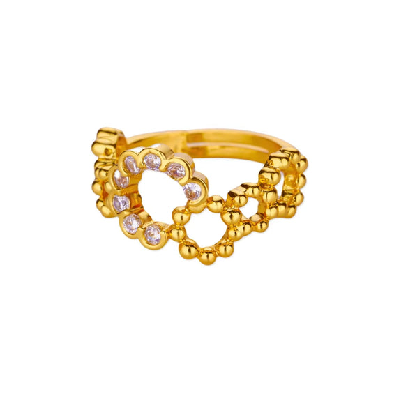 Wholesale Ring Copper Zircon Star Multilayer Cut Out 18K Goldplated For Women