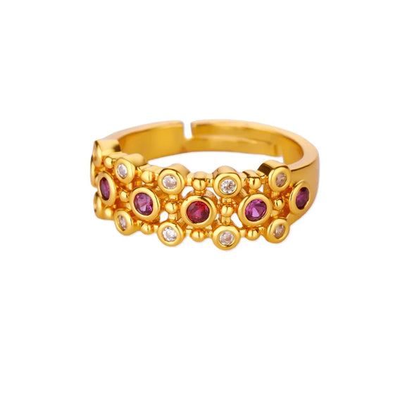 Wholesale Ring Copper Zircon Star Multilayer Cut Out 18K Goldplated For Women