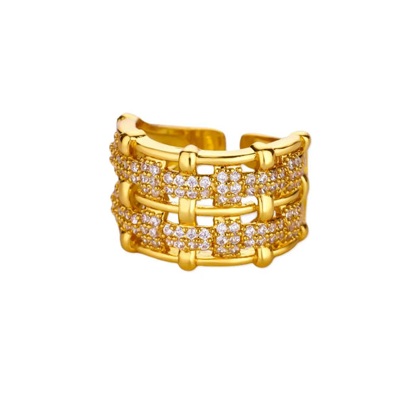 Wholesale Ring Copper Zircon Star Multilayer Cut Out 18K Goldplated For Women