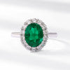 Wholesale Ring Eggshaped Emerald S925 Silver Inlaid With Diamonds Retro Style