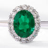 Wholesale Ring Eggshaped Emerald S925 Silver Inlaid With Diamonds Retro Style