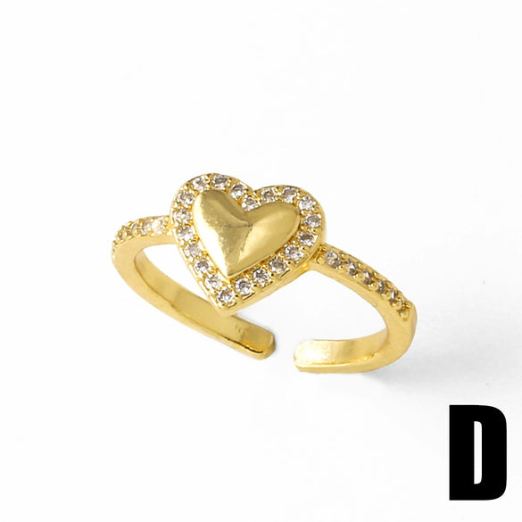 Wholesale Ring Fruit Cherry Love Open Style Copper Electroplated Heart Shape