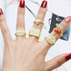 Wholesale Ring Fruit Cherry Love Open Style Copper Electroplated Heart Shape