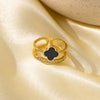 Wholesale Ring Gold Electroplated Copper Heart Flower Geometric For Girls