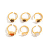 Wholesale Ring Imitation Pearl Geometric Flower Liquid Lava Open Baroque Ins Style Electroplated