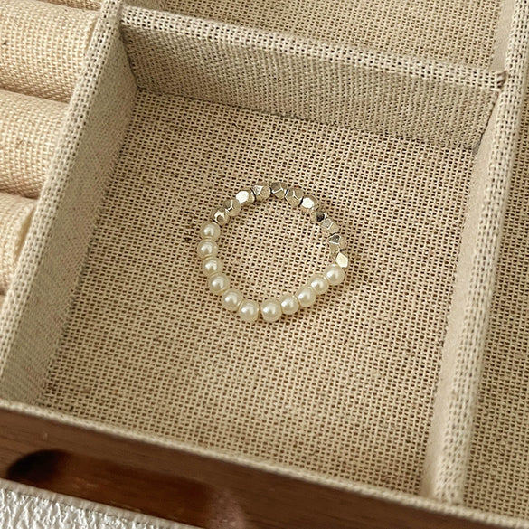 Wholesale Ring Imitation Pearl Geometric Style Handmade Electroplated For Unisex