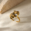 Wholesale Ring Imitation Pearl Stainless Steel Geometric Heart Electroplated