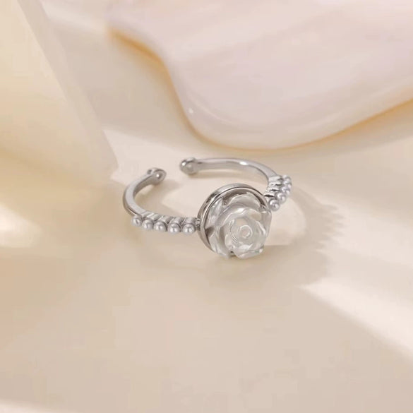 Wholesale Ring Imitation Pearl Stainless Steel Geometric 18K Gold Plated Set With Diamonds For Women