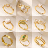 Wholesale Ring Imitation Pearl Stainless Steel Geometric 18K Gold Plated Set With Diamonds For Women