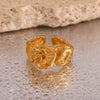 Wholesale Ring Jewelry 316L Stainless Steel 18K Gold Plated Geometric Asymmetrical Tinfoil Open Style