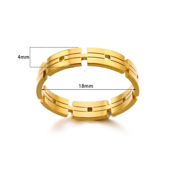Wholesale Ring Jewelry Stainless Steel Geometric Hollow Rectangular Electroplated Light Luxury Unisex
