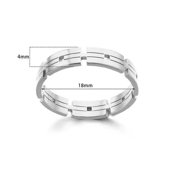 Wholesale Ring Jewelry Stainless Steel Geometric Hollow Rectangular Electroplated Light Luxury Unisex