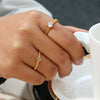 Wholesale Ring Jewelry Stainless Steel Geometric Open Round Bead Zircon Electroplated For Women